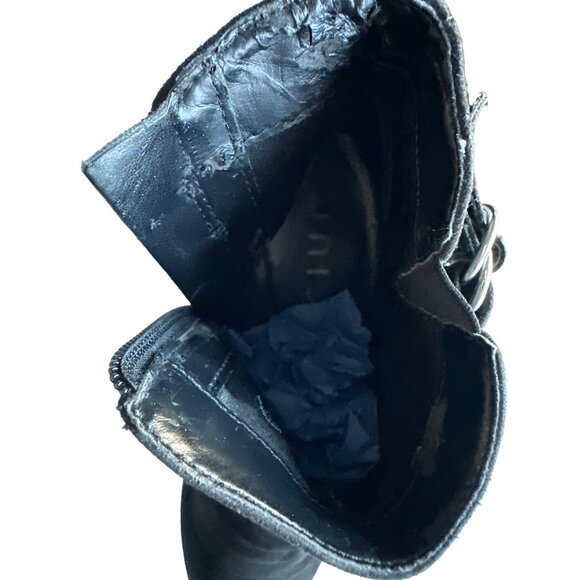 Unisa Unpiera Black Ankle Bootie Faux Suede Side Zip Silver Hardware Size 7.5 - Picture 10 of 11